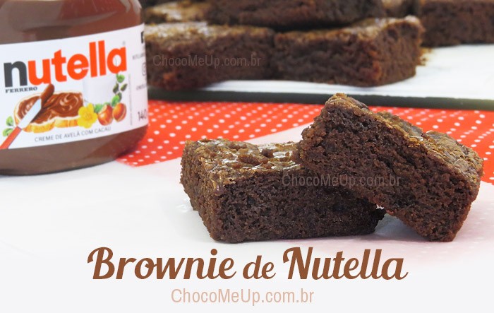 Receita de Brownie de Nutella com Opção sem Glúten. Receita super fácil e prática, é uma variação do brownie tradicional, com a Nutella substituindo o chocolate em barra.